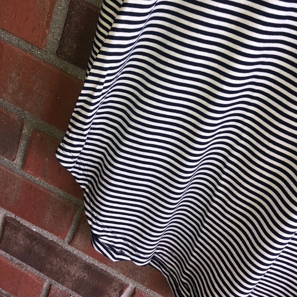 🔴 Pocket Tee Shirt Striped Crew Neck Navy White - Picture 3 of 4